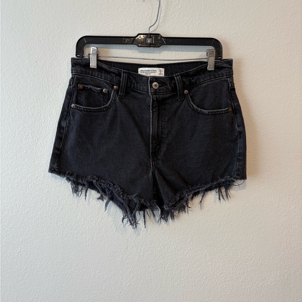 Abercrombie & Fitch Black Frayed Jean Shorts